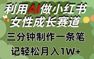 利用Ai做小红书女性成长赛道，三分钟制作一条笔记，轻松月入1w+【揭秘】-星启会