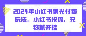 2024年小红书聚光付费玩法，小红书投流，充钱就开挂-星启会