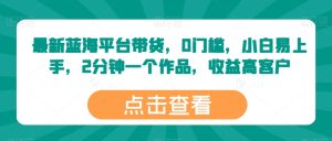 最新蓝海平台带货，0门槛，小白易上手，2分钟一个作品，收益高【揭秘】-星启会