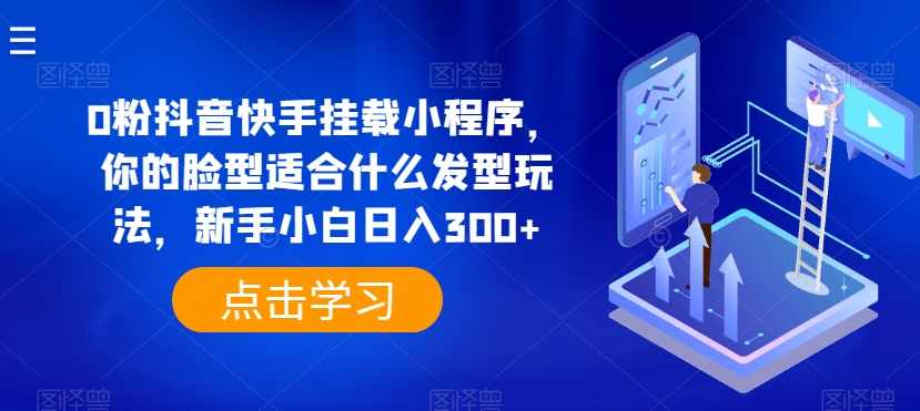 0粉抖音快手挂载小程序,你的脸型适合什么发型玩法,新手小白日入300+【揭秘】