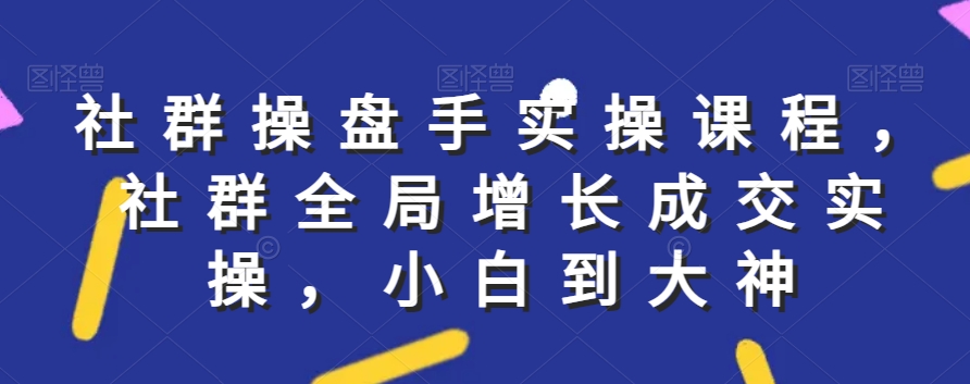 社群实操课程,社群全局增长成交实操,小白到大神