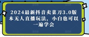 2024最新抖音卖菜刀3.0版本无人直播玩法，小白也可以一遍学会【揭秘】-星启会