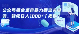 公众号掘金项目暴力截流关键词，轻松日入1000+【揭秘】-星启会