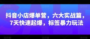 抖音小店爆单营，六大实战篇，7天快速起爆，标签暴力玩法-星启会