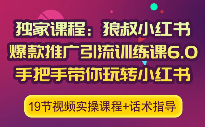 图片[1]-狼叔小红书爆款推广引流训练课6.0，手把手带你玩转小红书-星启会