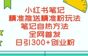 最新小红书笔记精准推送2000+精准粉，单日导流私欲最少300【脚本+教程】-星启会
