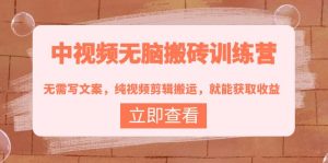 中视频无脑搬砖训练营：无需写文案，纯视频剪辑搬运，就能获取收益！-星启会