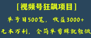 日收款500笔，纯利润3000+，视频号狂飙项目，会简单剪辑就能做【揭秘】-星启会