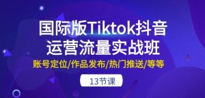 国际版Tiktok抖音运营流量实战班：账号定位/作品发布/热门推送/等等-13节-星启会