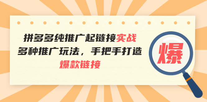 图片[1]-拼多多纯推广起链接实战：多种推广玩法，手把手打造爆款链接-星启会