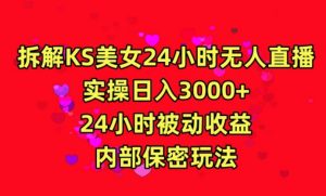 利用快手24小时无人美女直播，实操日入3000，24小时被动收益，内部保密玩法【揭秘】-星启会