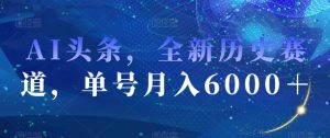 AI头条，全新历史赛道，单号月入6000＋【揭秘】-星启会