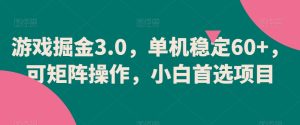 游戏掘金3.0，单机稳定60+，可矩阵操作，小白首选项目【揭秘】-星启会
