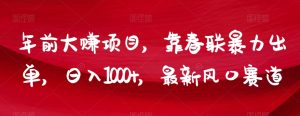 年前大赚项目，靠春联暴力出单，日入1000+，最新风口赛道【揭秘】-星启会
