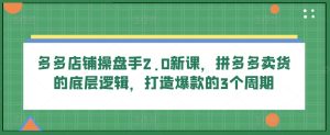 多多店铺操盘手2.0新课，拼多多卖货的底层逻辑，打造爆款的3个周期-星启会
