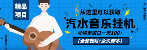 外面收费1500的汽水音乐人挂机项目，号称单窗口一天100+【教程+永久脚本】-星启会