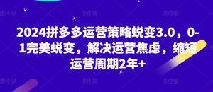 2024拼多多运营策略蜕变3.0，0-1完美蜕变，解决运营焦虑，缩短运营周期2年+-星启会