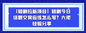 【短剧拉新项目】短剧今日话题文案应该怎么写？大佬经验分享-星启会