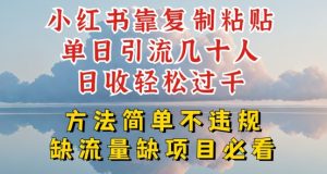 小红书靠复制粘贴单日引流几十人目收轻松过千，方法简单不违规【揭秘】-星启会