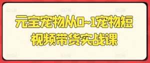 元宝宠物从0~1宠物短视频带货实战课-星启会