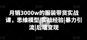 月销3000w的服装带货实战课，思维模型|实战经验|暴力引流|后端变现-星启会