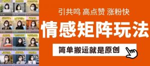 简单搬运，情感矩阵玩法，涨粉速度快，可带货，可起号【揭秘】-星启会