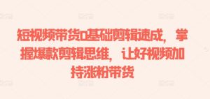 短视频带货0基础剪辑速成，掌握爆款剪辑思维，让好视频加持涨粉带货-星启会