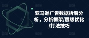 亚马逊广告数据拆解分析，分析框架/层级优化/打法技巧-星启会