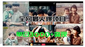 全网爆火的AI让老照片动起来教程，蹭热点日赚3k+，内含免费工具一键可生成【揭秘】-星启会