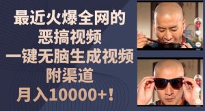 最近火爆全网的恶搞视频，一键无脑生成视频，附渠道，月入1w【揭秘】-星启会