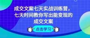成交文案七天实战训练营，七天时间教你写出能变现的成交文案-星启会