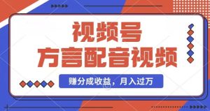 利用方言配音视频，赚视频号分成计划收益，操作简单，还有千粉号额外变现，每月多赚几千块钱【揭秘】-星启会
