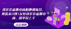 拼多多虚拟电商陪跑训练营，教你从0到1玩转拼多多虚拟电商，简单易上手-星启会