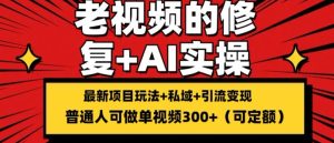修复老视频的玩法，搬砖+引流的变现(可持久)，单条收益300+【揭秘】-星启会