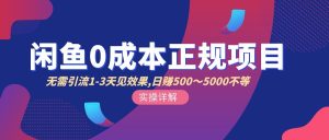 闲鱼0成本无货源正规项目，无需引流1-3天见效果，日入500-5000（价值6980）-星启会