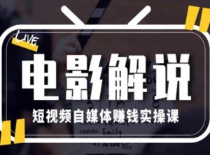 电影解说短视频自媒体赚钱实操课，教你做电影解说短视频，月赚1万-星启会