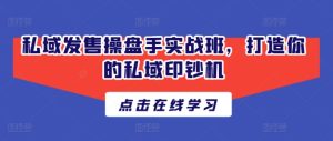 私域发售操盘手实战班，打造你的私域印钞机-星启会