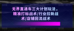 无界直通车三大计划玩法，精准打标战术/行业拉新战术/店铺回流战术-星启会