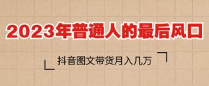 2023年普通人的最后风口，抖音图文带货月入几万，只需一部手机即可操作-星启会