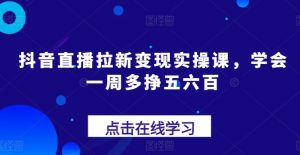 抖音直播拉新变现实操课，学会一周多挣五六百-星启会