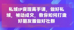 私域IP变现高手课，做好私域，被动成交，教你如何打造好朋友圈做好社群-星启会