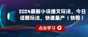 2024最新小说推文玩法，今日话题玩法，快速量产(快剪)-星启会