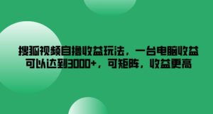 搜狐视频自撸收益玩法，一台电脑收益可以达到3k+，可矩阵，收益更高【揭秘】-星启会