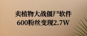 卖植物大战僵尸软件，600粉丝变现2.7W【揭秘】-星启会