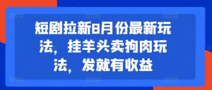 短剧拉新8月份最新玩法，挂羊头卖狗肉玩法，发就有收益-星启会