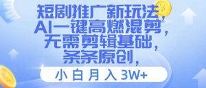 短剧推广新玩法，AI一键高燃混剪，无需剪辑基础，条条原创，小白月入3W+【揭秘】-星启会