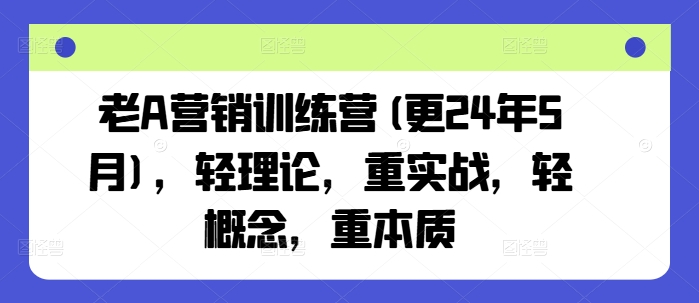 老A营销训练营(更24年7月),轻理论,重实战,轻概念,重本质