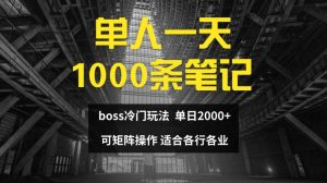 单人一天1000条笔记，日入2000+，BOSS直聘的正确玩法【揭秘】-星启会