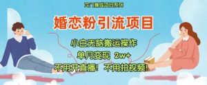 小红书婚恋粉引流，不用开直播，不用拍视频，不用做交付【揭秘】-星启会