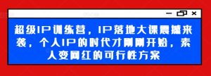 超级IP训练营，IP落地大课震撼来袭，个人IP的时代才刚刚开始，素人变网红的可行性方案-星启会